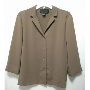 Yansi Fugel Brown 4 Button 3/4 Sleeve Blazer XL